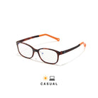 Lunettes anti lumière bleue pour enfant rectangulaires tortoise avec verre transparent sur fond blanc de 3/4