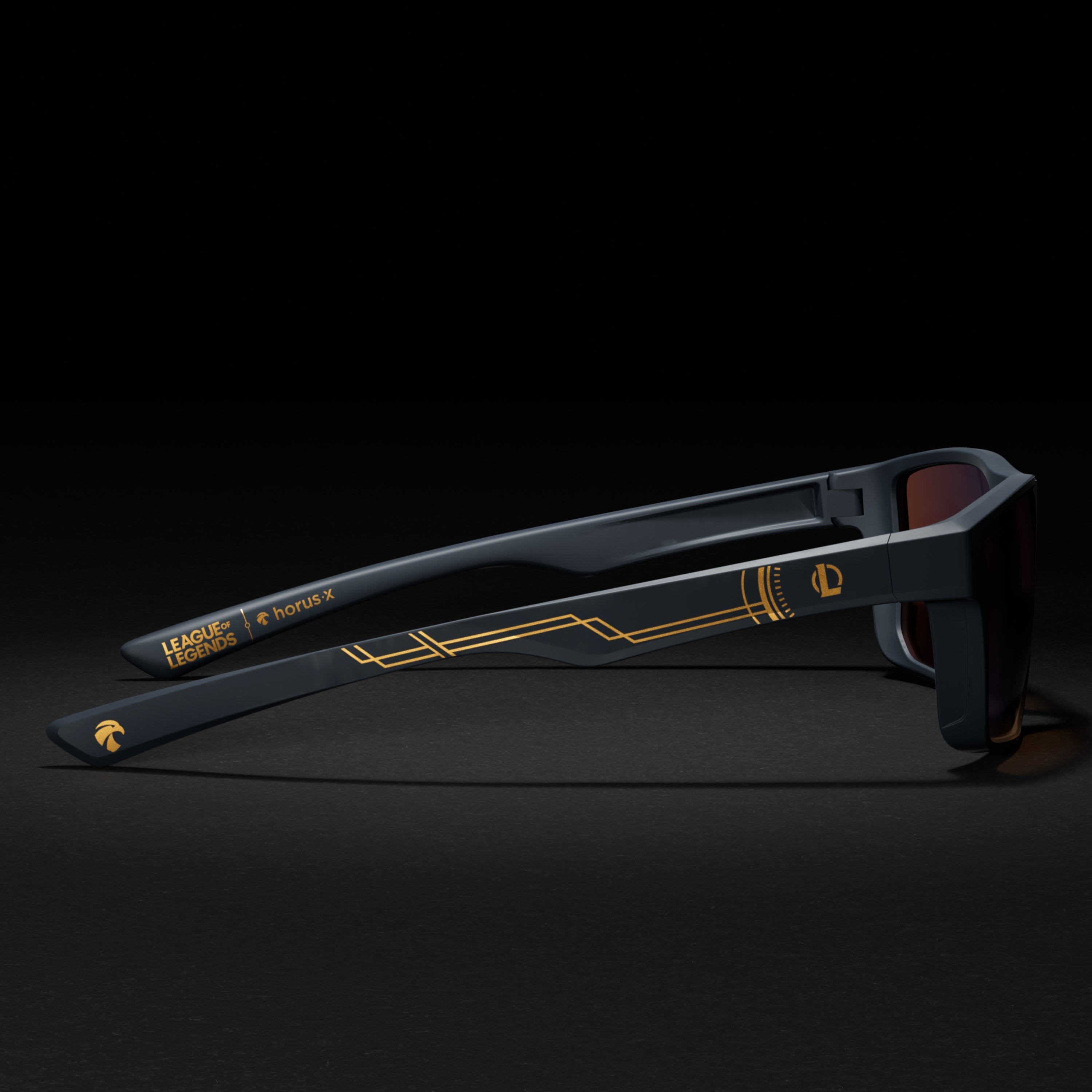 lunettes horus x league of legends modèle one nexus vue du côté droit sur fond noir