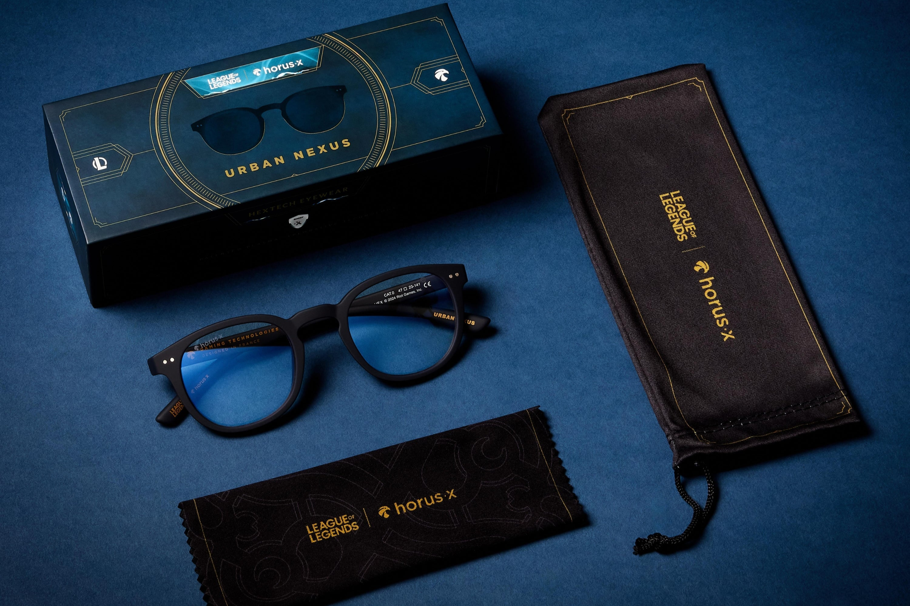 vue du pack complet lunettes league of legends horus x modèle urban nexus